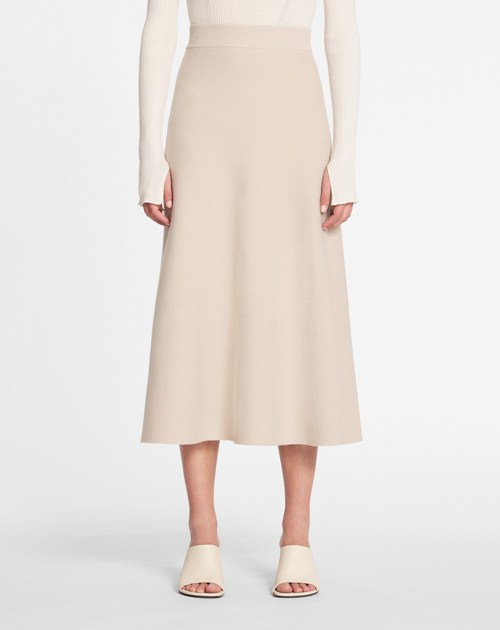 FLARED MIDI SKIRT IN WOOL AND CASHMERE - 3