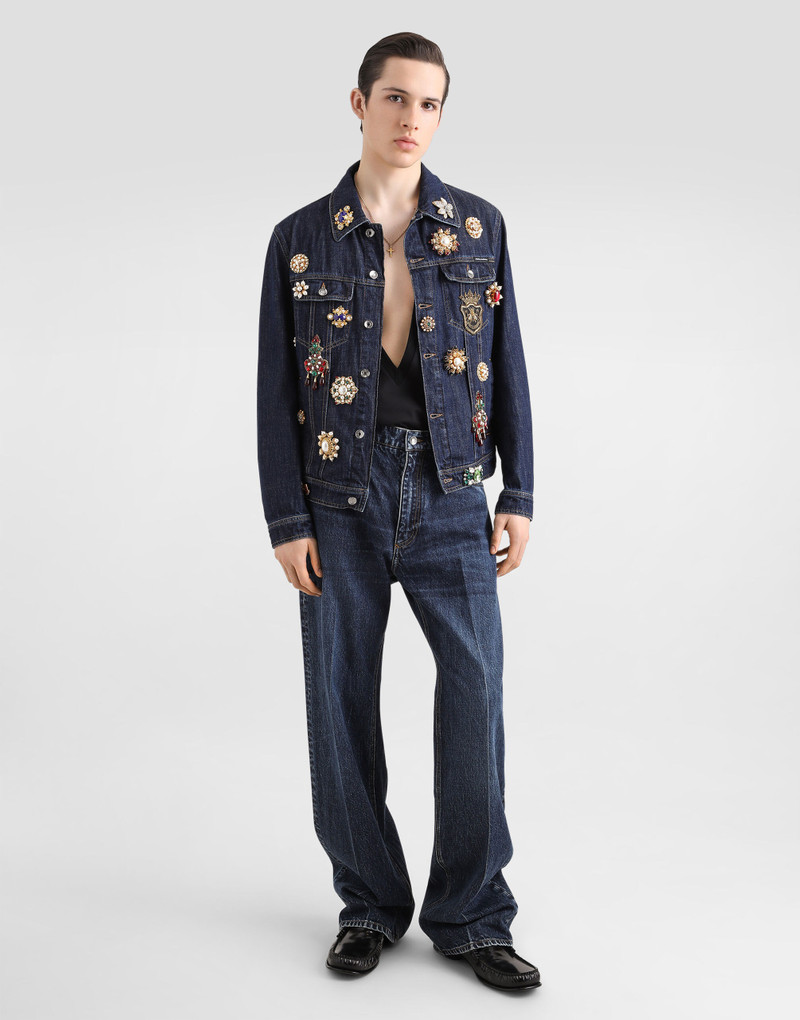 Dolce & Gabbana Cotton denim jacket with bejeweled detailing outlook