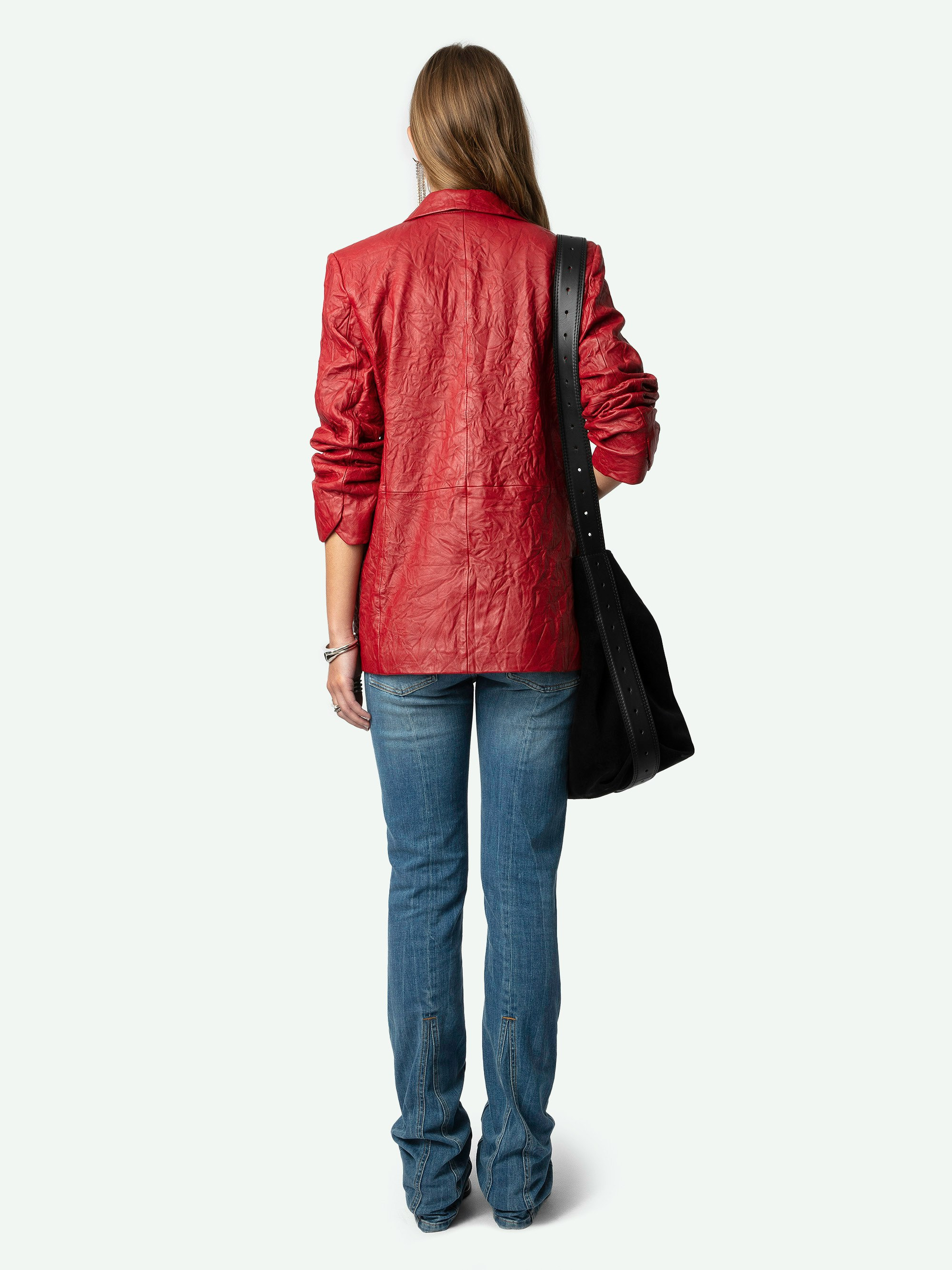 Visko Crinkled Leather Blazer - 3