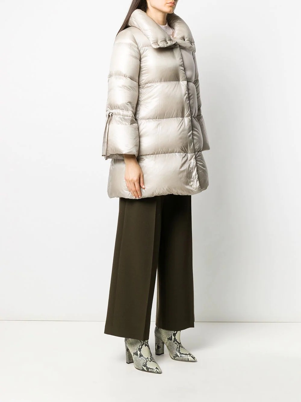 drawstring detail padded coat - 3