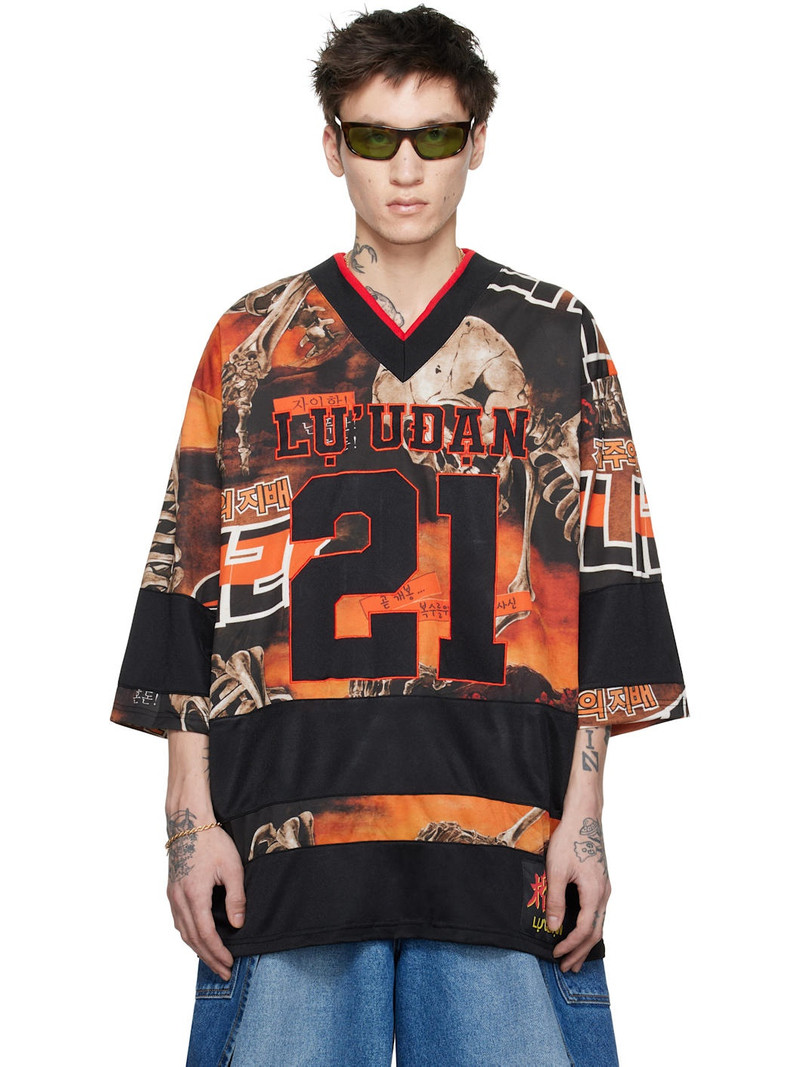 Black & Orange Hockey L-D T-shirt 1