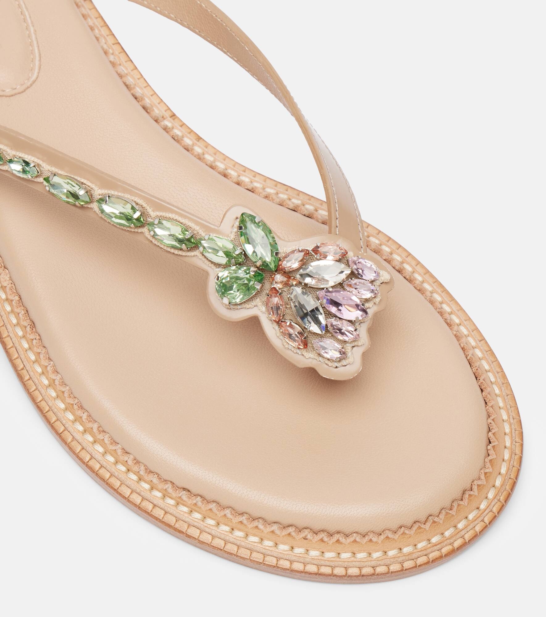 Embellished leather thong sandals - 5