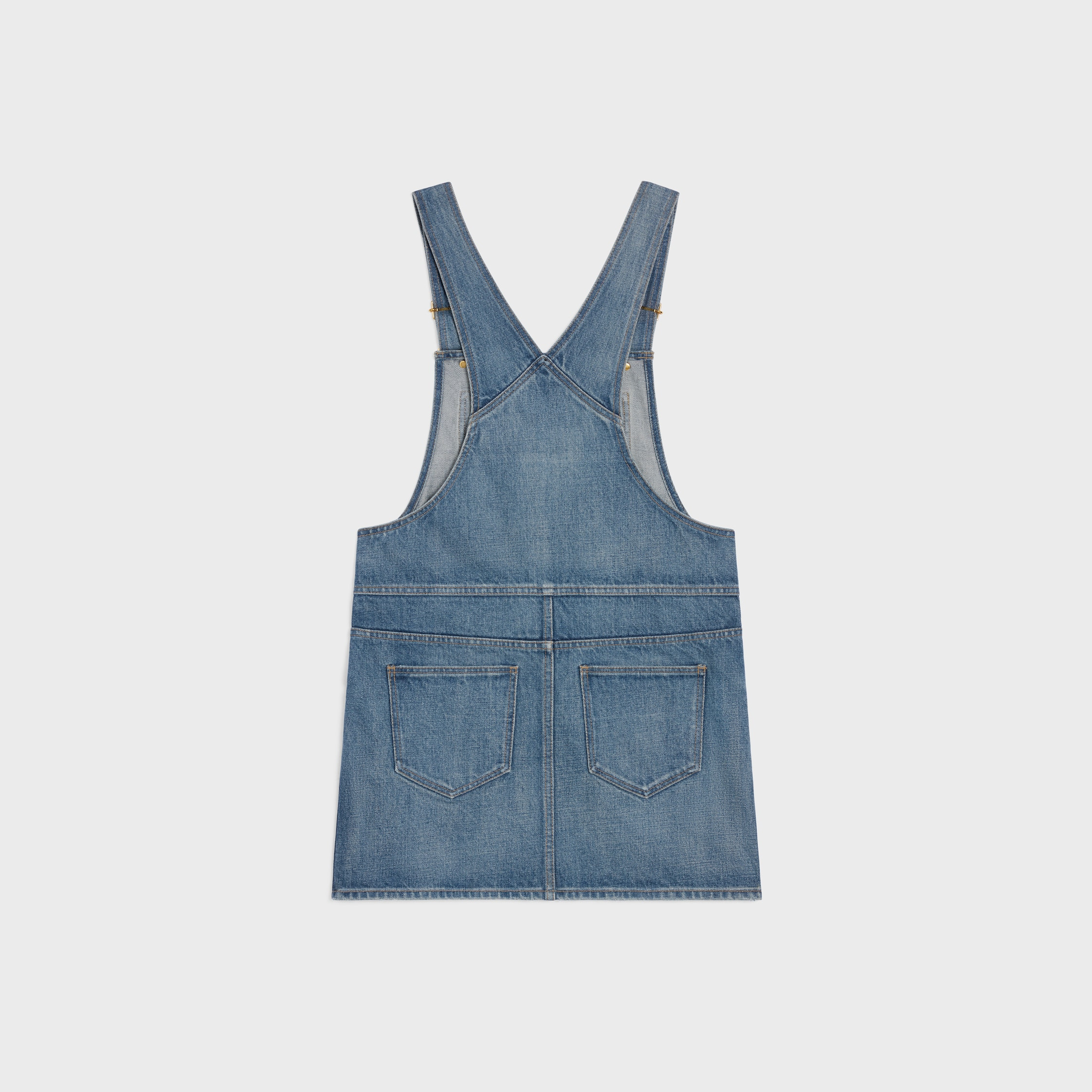 dungarees mini dress in union wash denim - 2