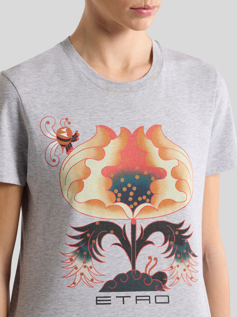 Etro COTTON T-SHIRT WITH PRINT AND LOGO outlook