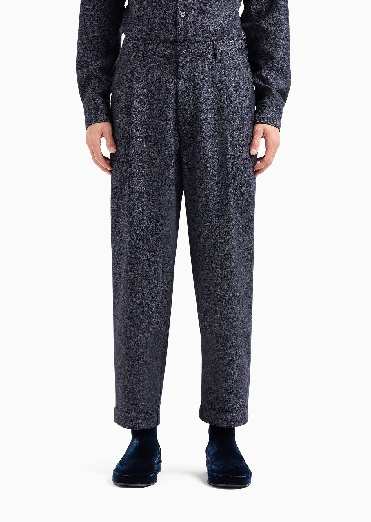 Denim Collection single-pleat trousers in virgin wool, viscose and silk - 2