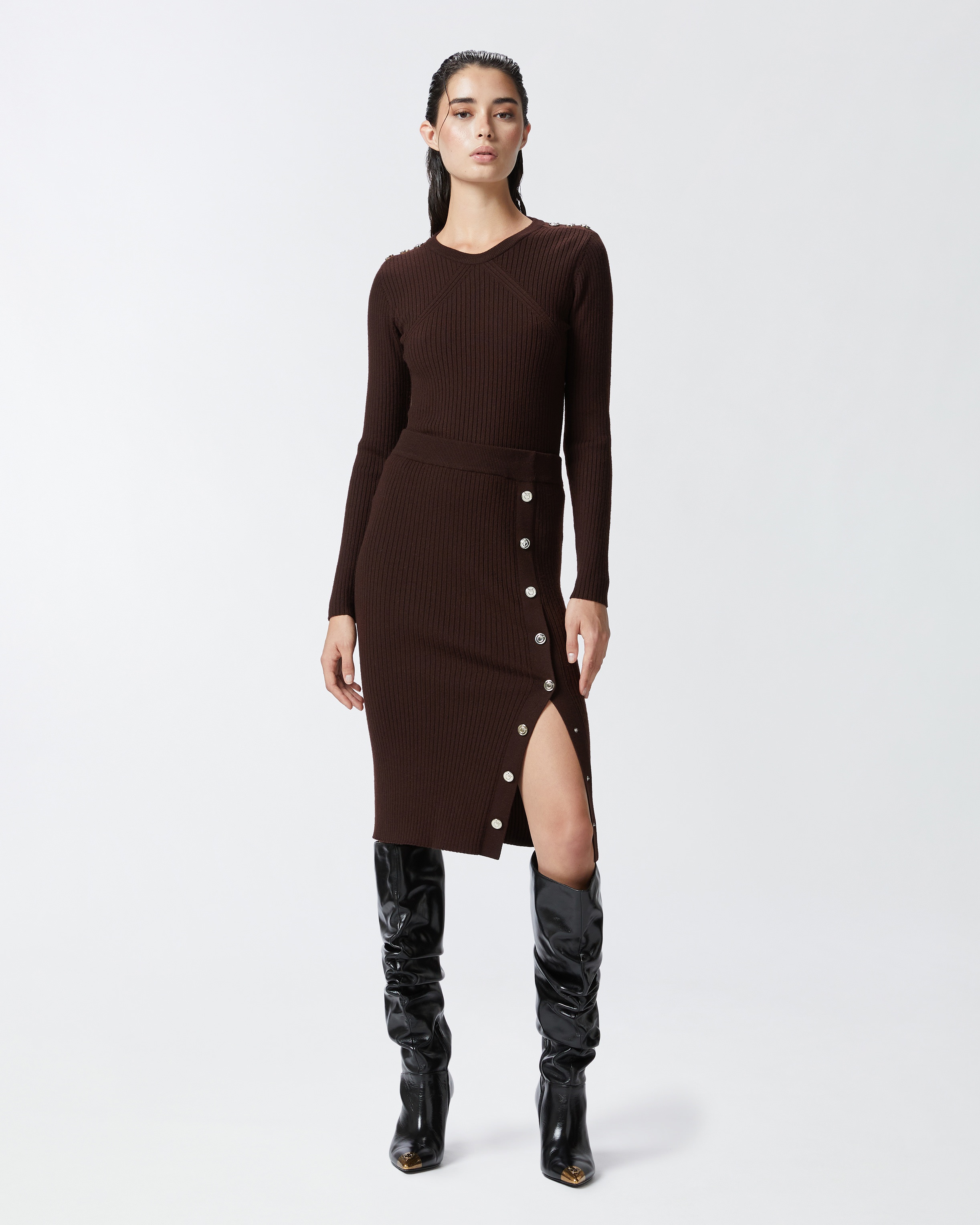 LONG-SLEEVED RIBBED WOOL SWEATER - 2