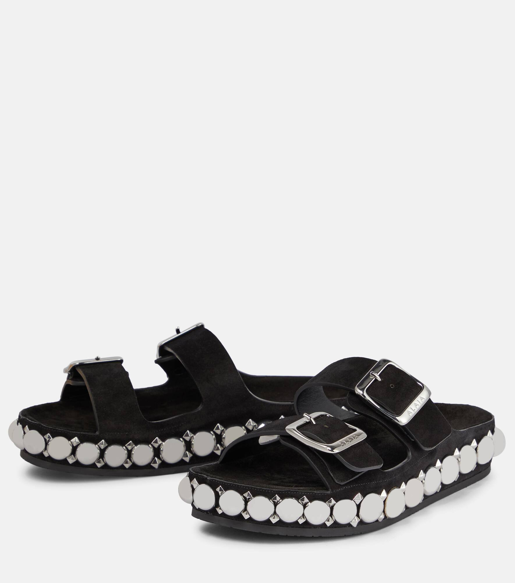 Bombe embellished suede slides - 5