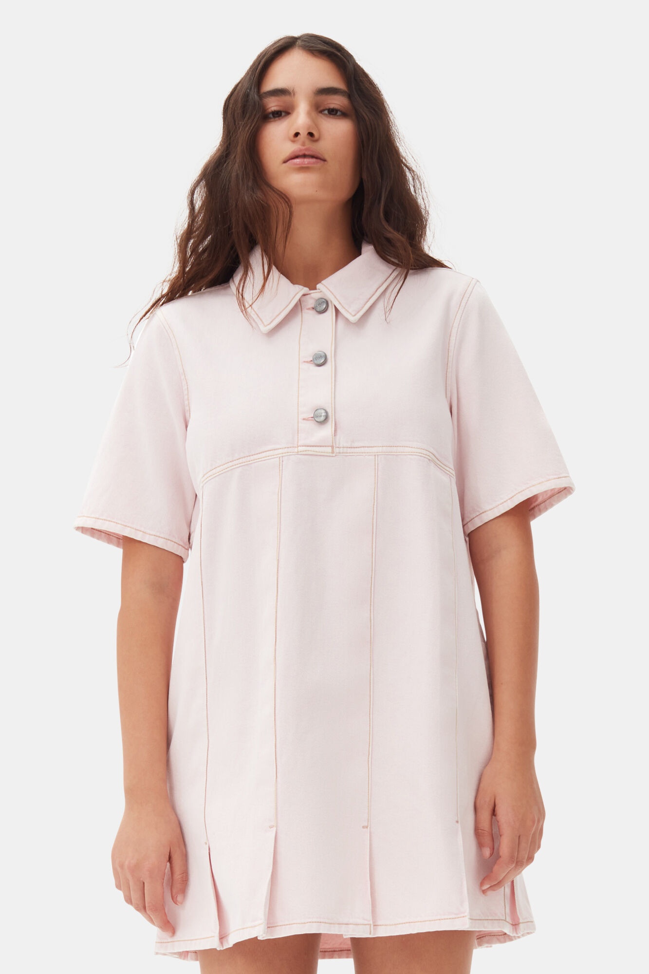 PINK DENIM MINI DRESS - 3