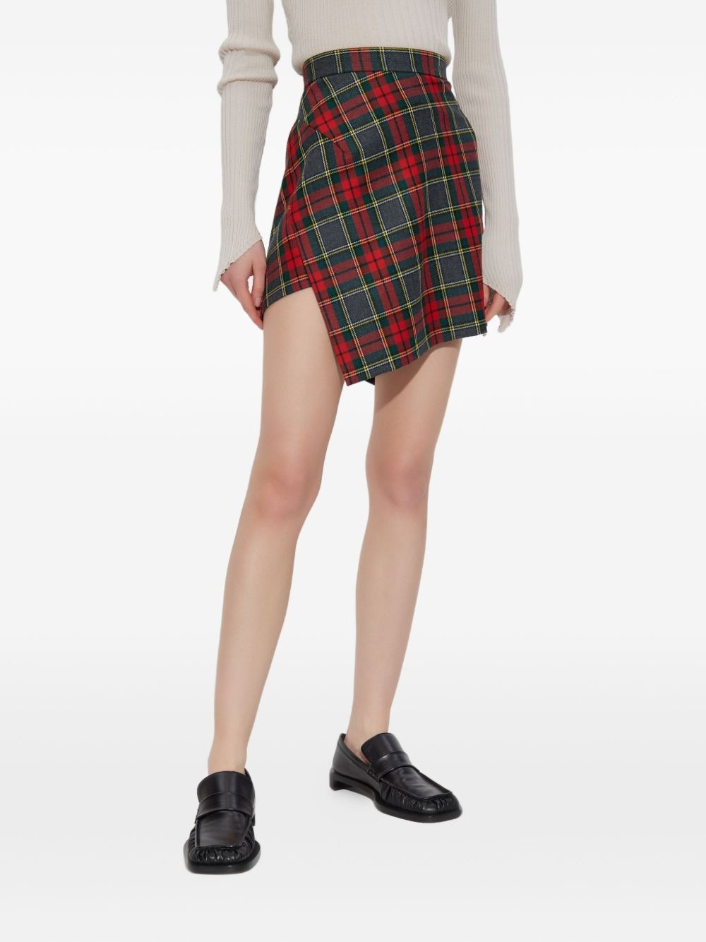 asymmetric plaid mini skirt - 3
