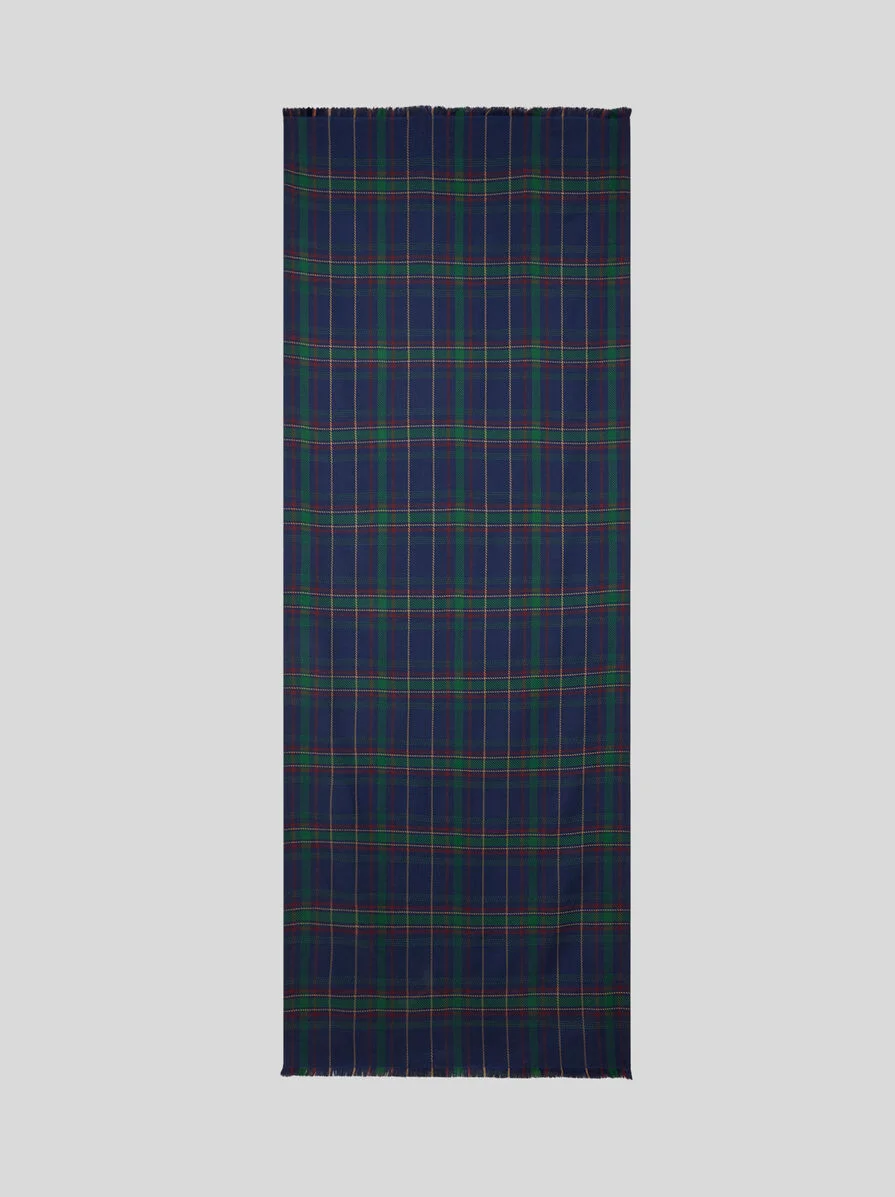 DOUBLE-SIDED WOOL AND SILK SCARF WITH CHECK AND PAISLEY MOTIFS - 1