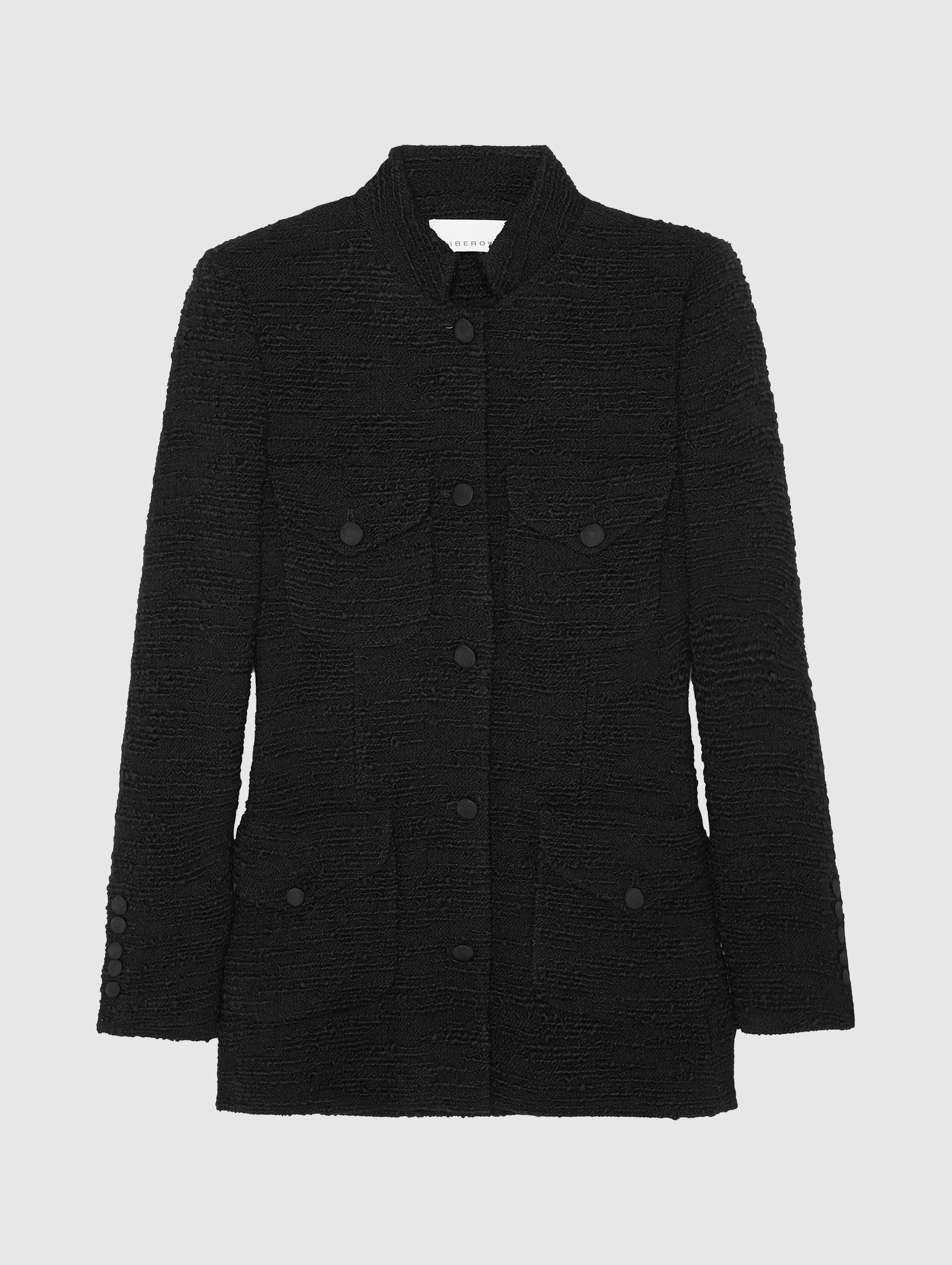 RAJA JACKET IN BLACK TEXTURED TWEED - 1