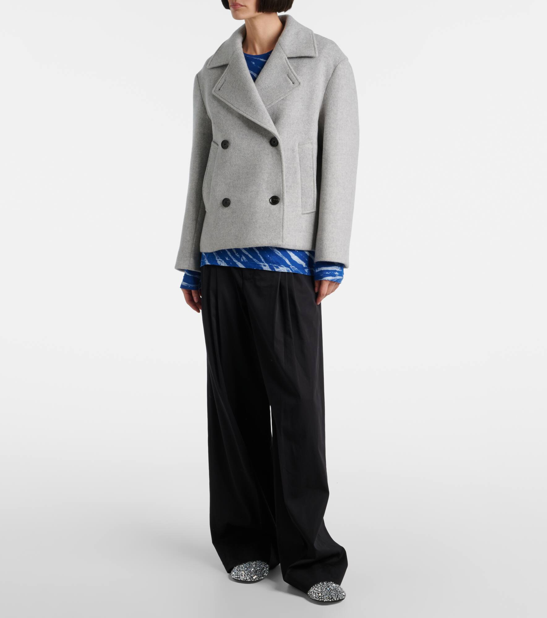 Double-breasted wool coat - 7