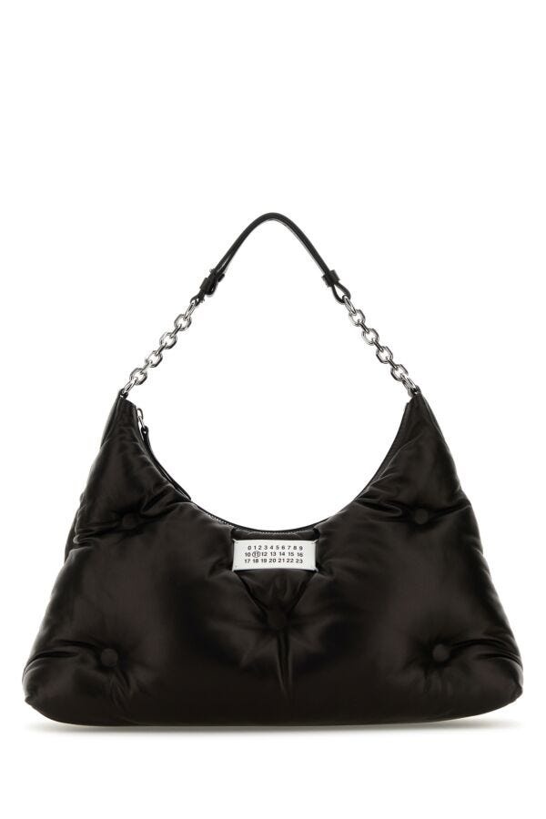 Maison Margiela Woman Black Nappa Leather Medium Glam Slam Hobo Shoulder Bag - 1