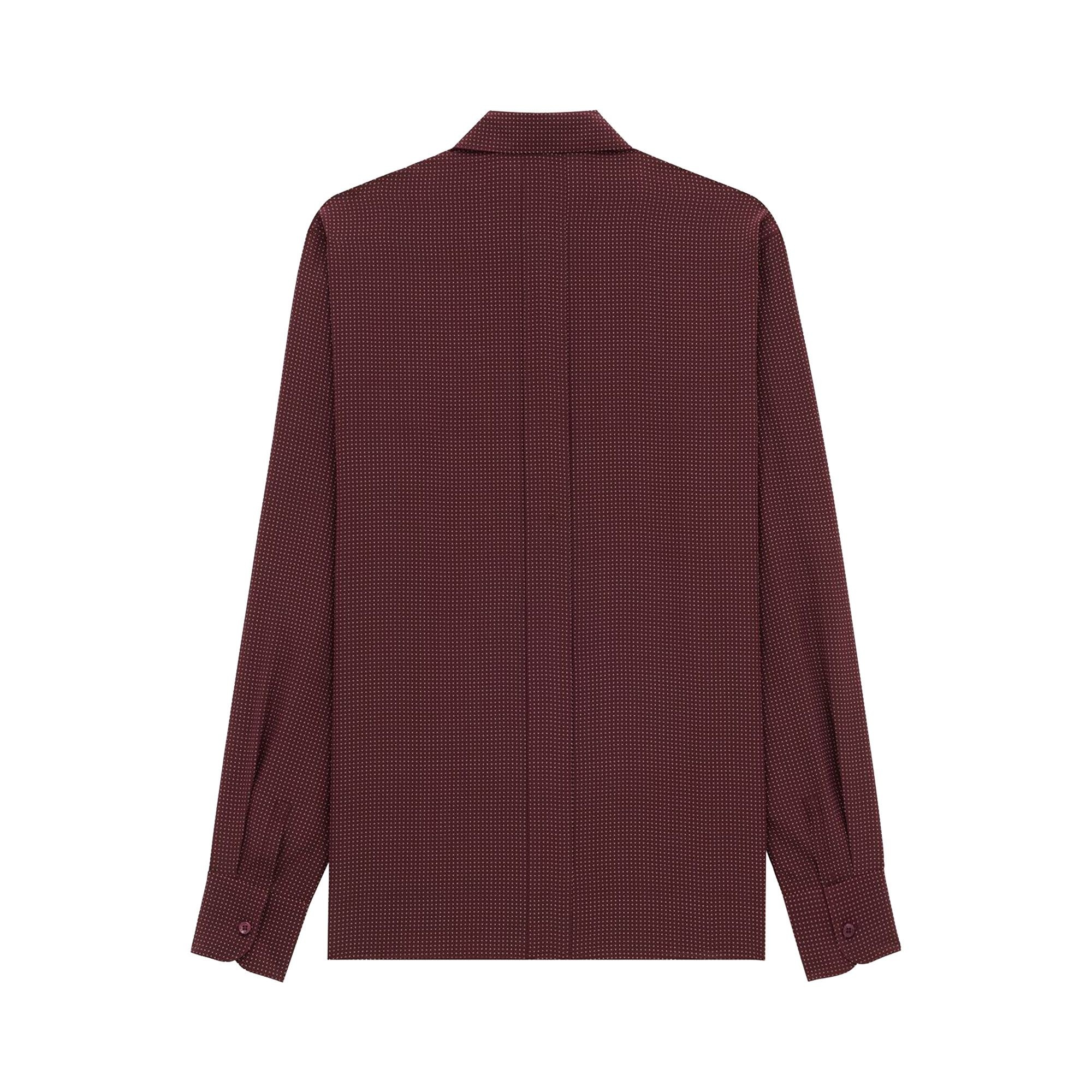 Saint Laurent Dotted Silk Long-Sleeve Shirt 'Bordeaux Craie' - 2