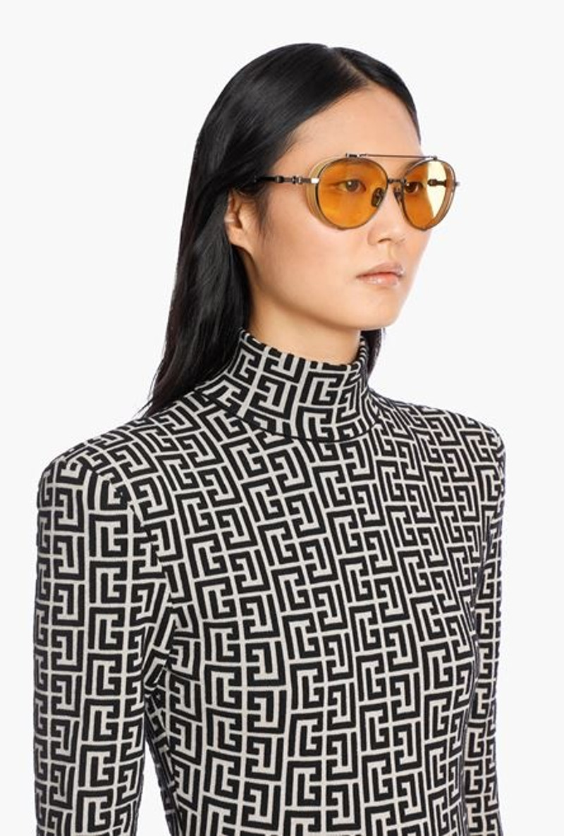 Black and gold-tone titanium Brigade-II sunglasses 4