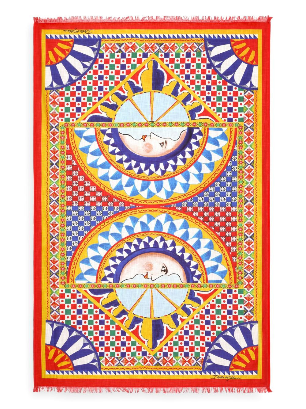 Sicilian carretto-print beach towel - 2