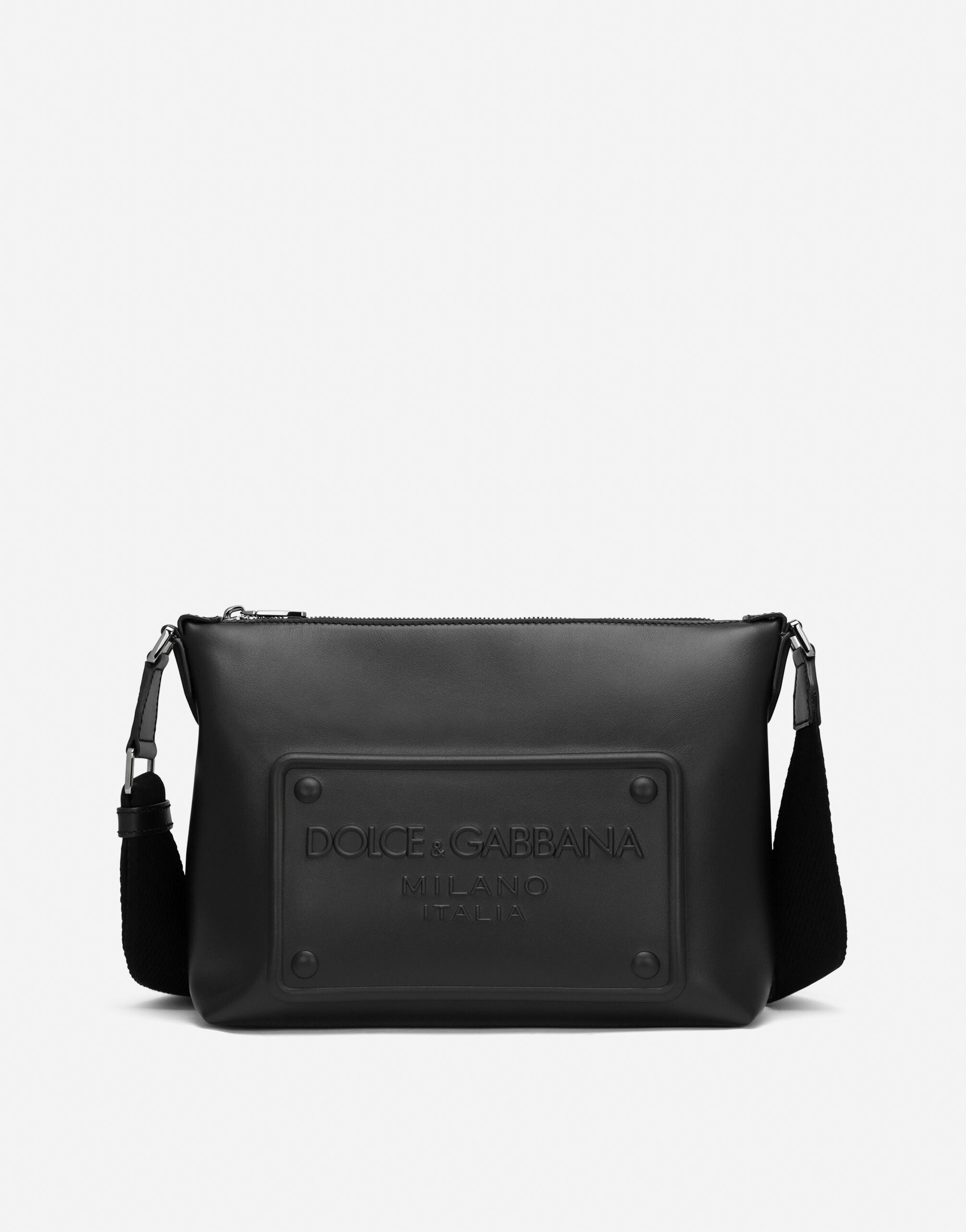 Calfskin crossbody bag with raised logo - 1