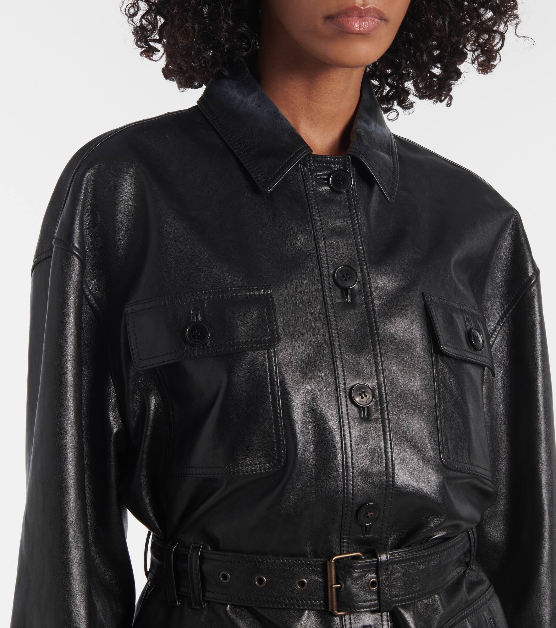 Saharienne belted leather jacket - 4