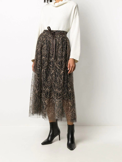 Brunello Cucinelli embroidered tulle skirt outlook