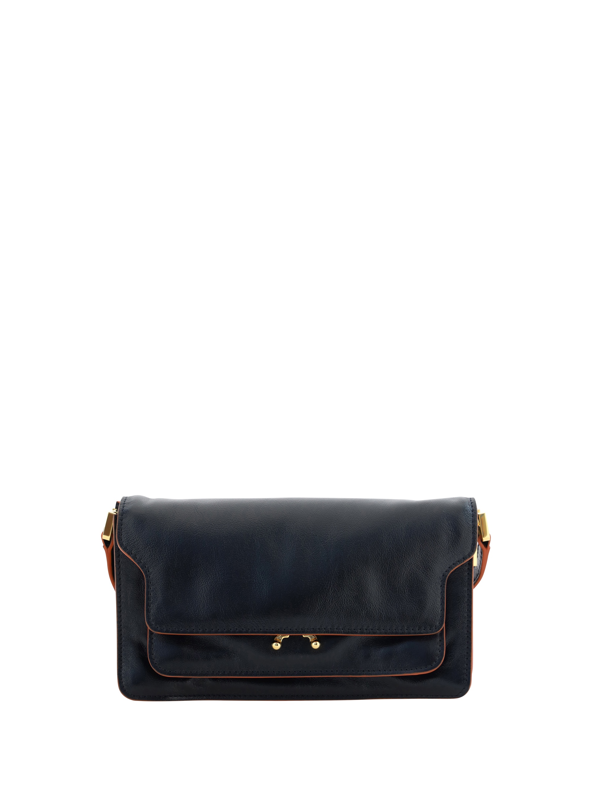 Marni Mini Soft Trunk Smooth Leather Bag in Black