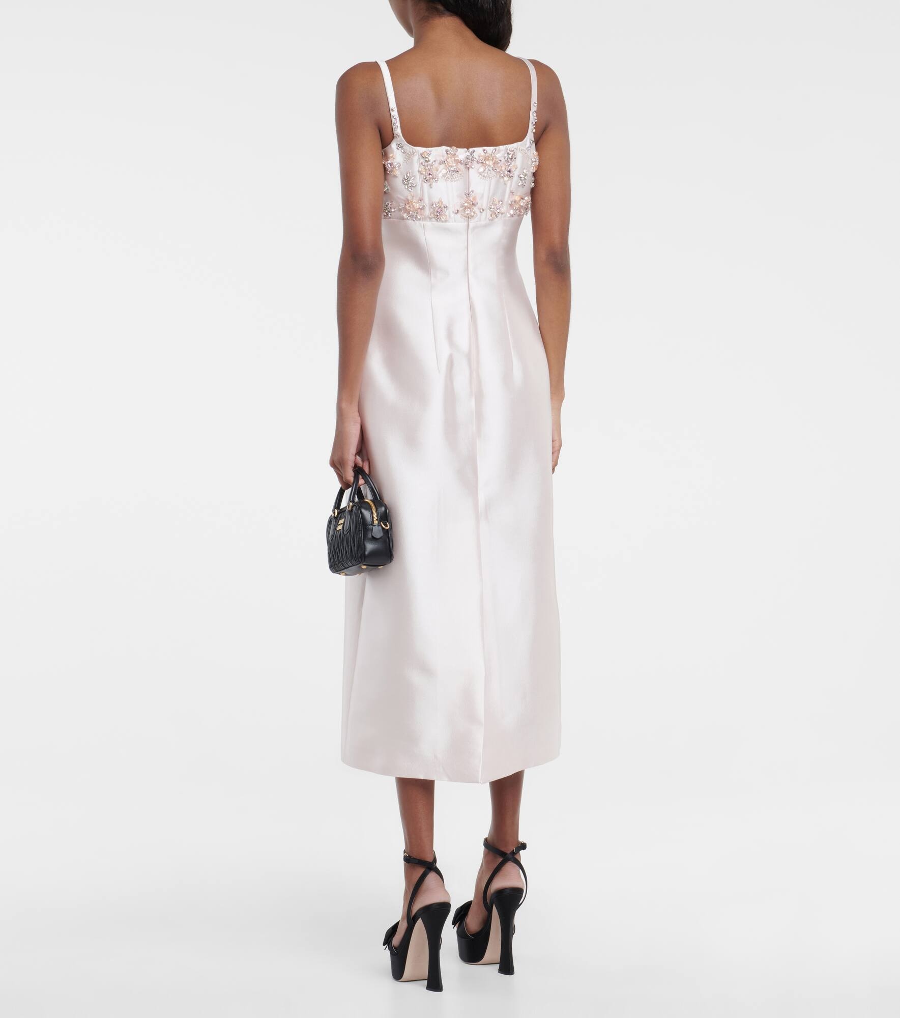 Embellished silk and wool midi dress - 3