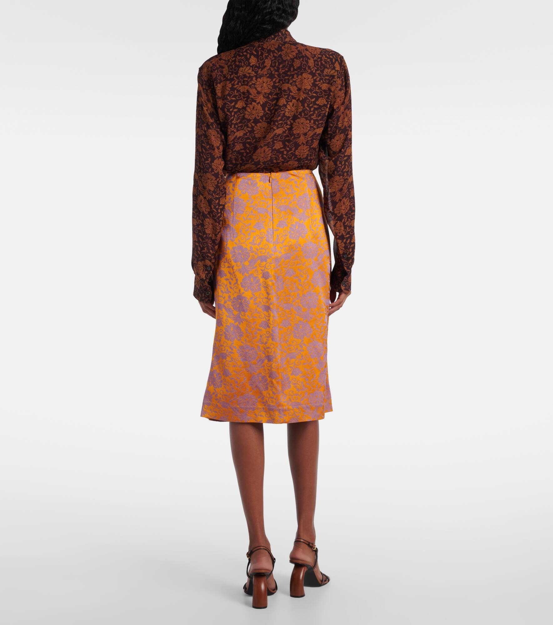 Floral satin jacquard midi skirt - 3