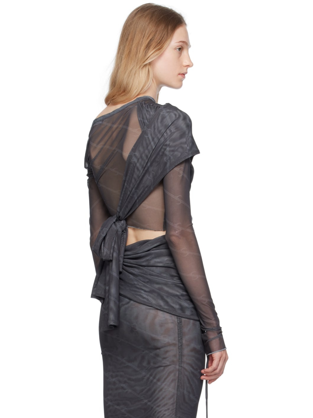 Gray Wrap Long Sleeve T-Shirt - 3