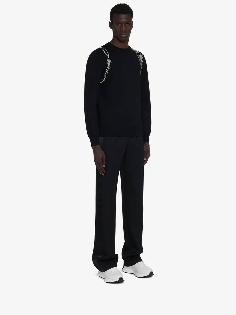 Men's Pressed Flower Harness Jumper in Black/ivory - 4