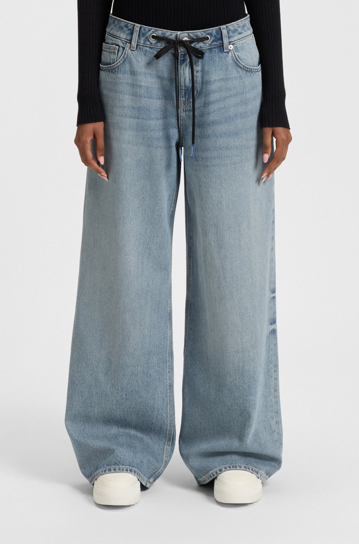 BAGGY-FIT JEANS WITH DRAWCORD AND HAPPY HUGO LOGO - 2