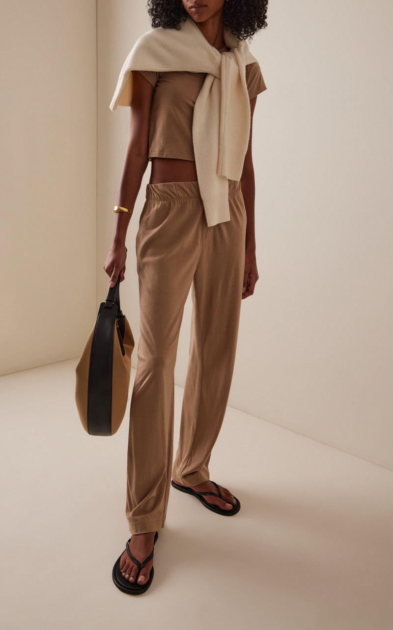 ÉTERNE Cotton-Blend Lounge Pants brown outlook