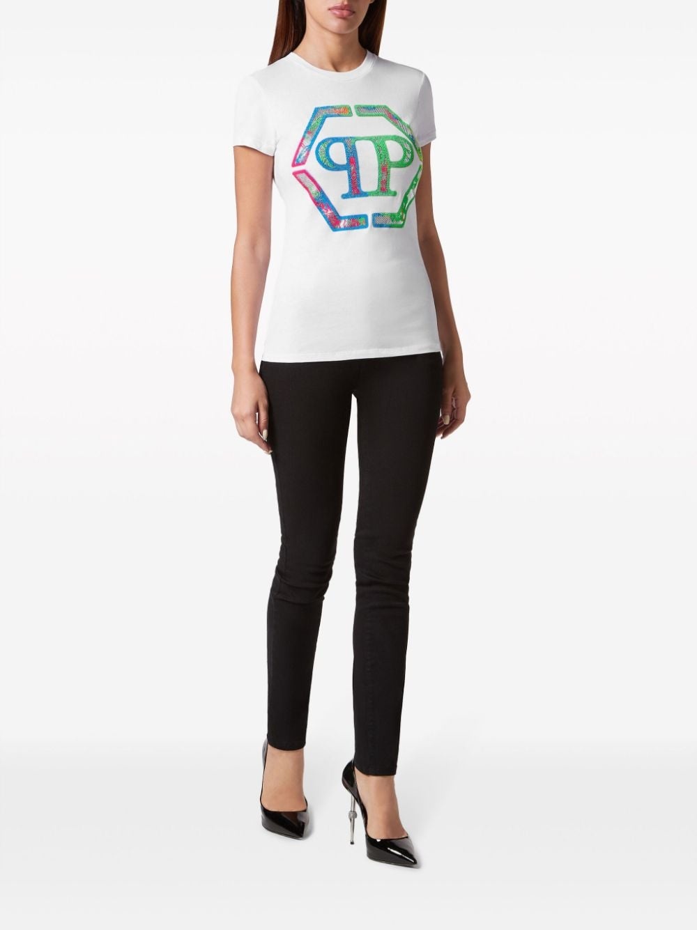 logo-embellished cotton T-shirt - 2