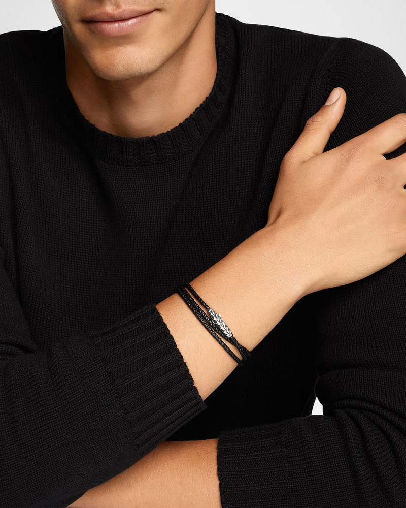 DAVID YURMAN Men's Chevron Wrap Bracelet in Leather with Silver outlook