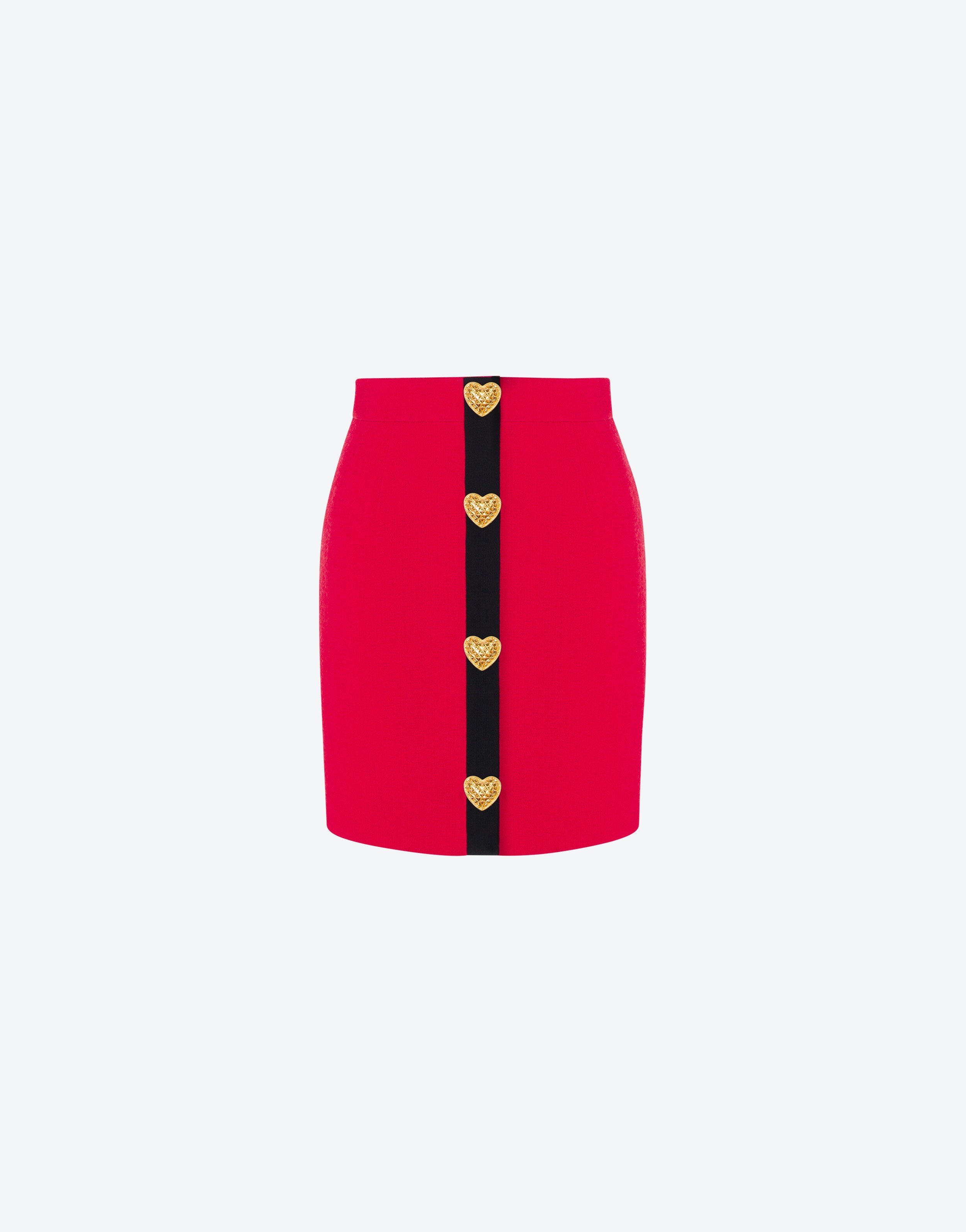 HEART BUTTONS STRETCH CRÊPE MINISKIRT - 1