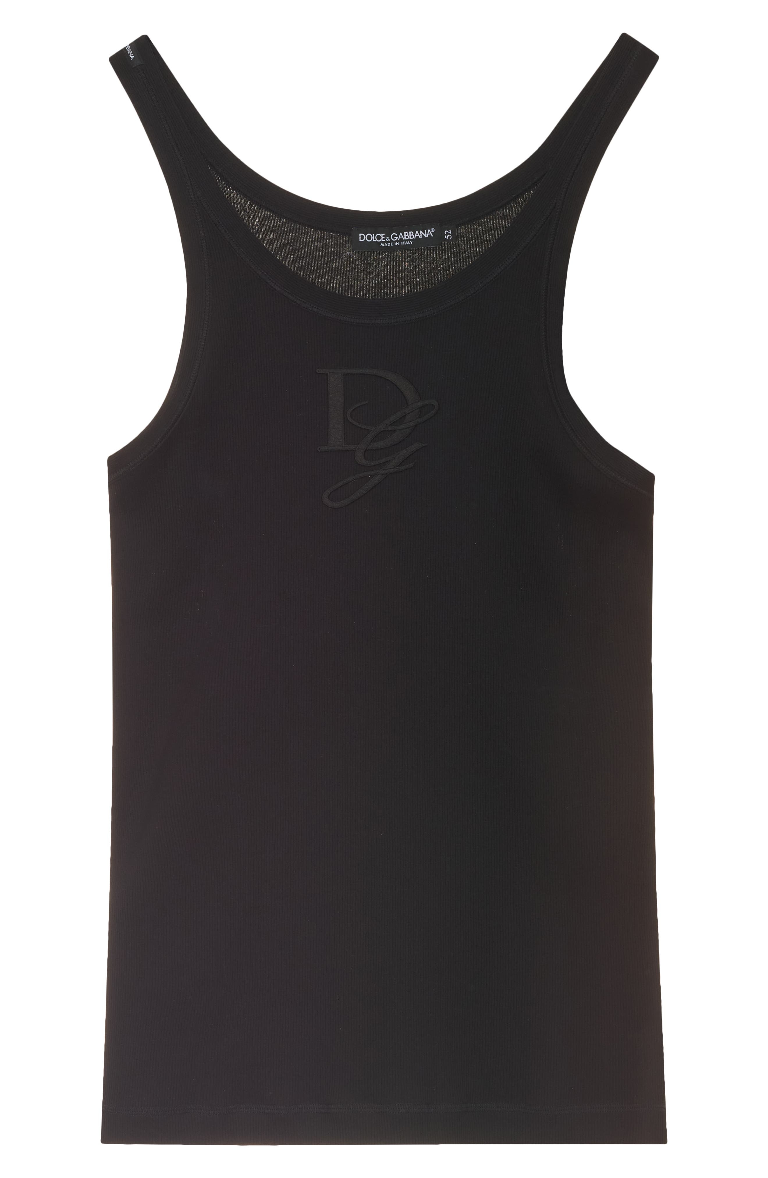 Dolce&Gabbana Logo Cotton Rib Tank Top in N0000 Nero at Nordstrom - 6