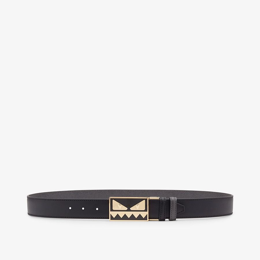 Black and gray leather belt - 1