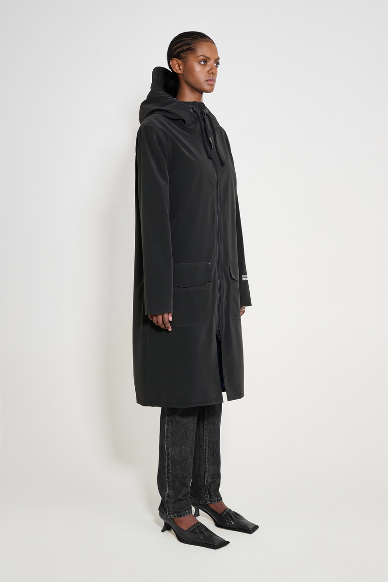 Stutterheim Stockholm Long Patch Matte Black Women Black outlook