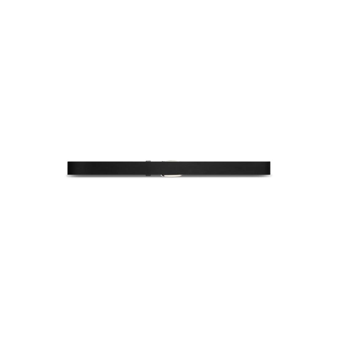 Men's Rounded Logo Plaque Belt in Black - 2