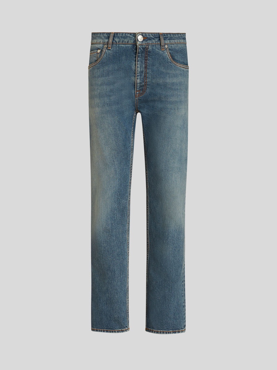 DENIM JEANS WITH VINTAGE WORKING - 1