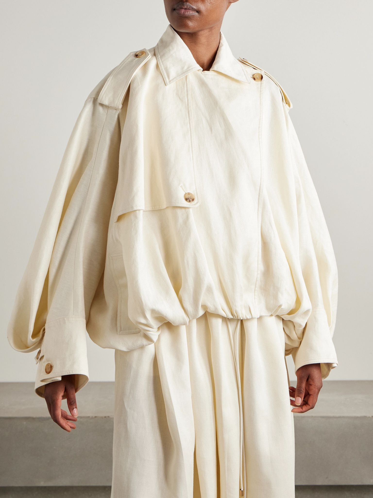 Hunt oversized linen jacket Ivory - 3