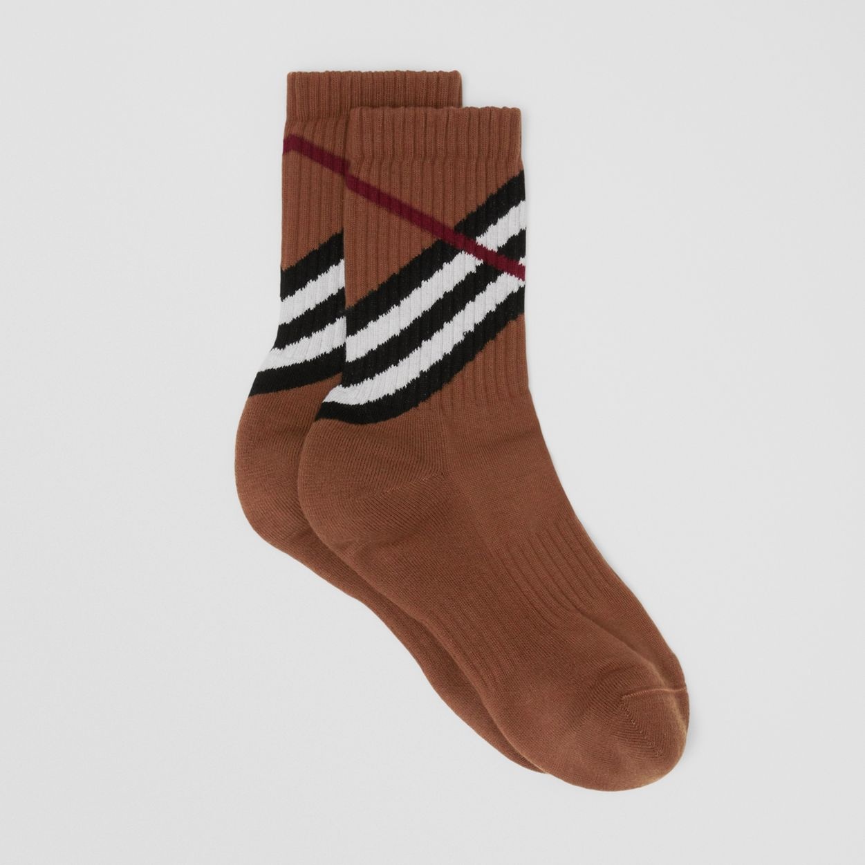 Chevron Check Intarsia Stretch Cotton Socks - 5