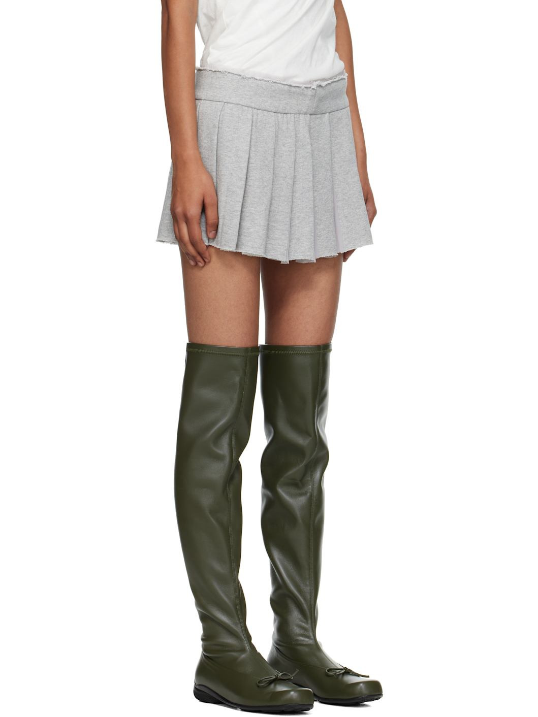 Gray Pleats Layered Jersey Miniskirt - 2
