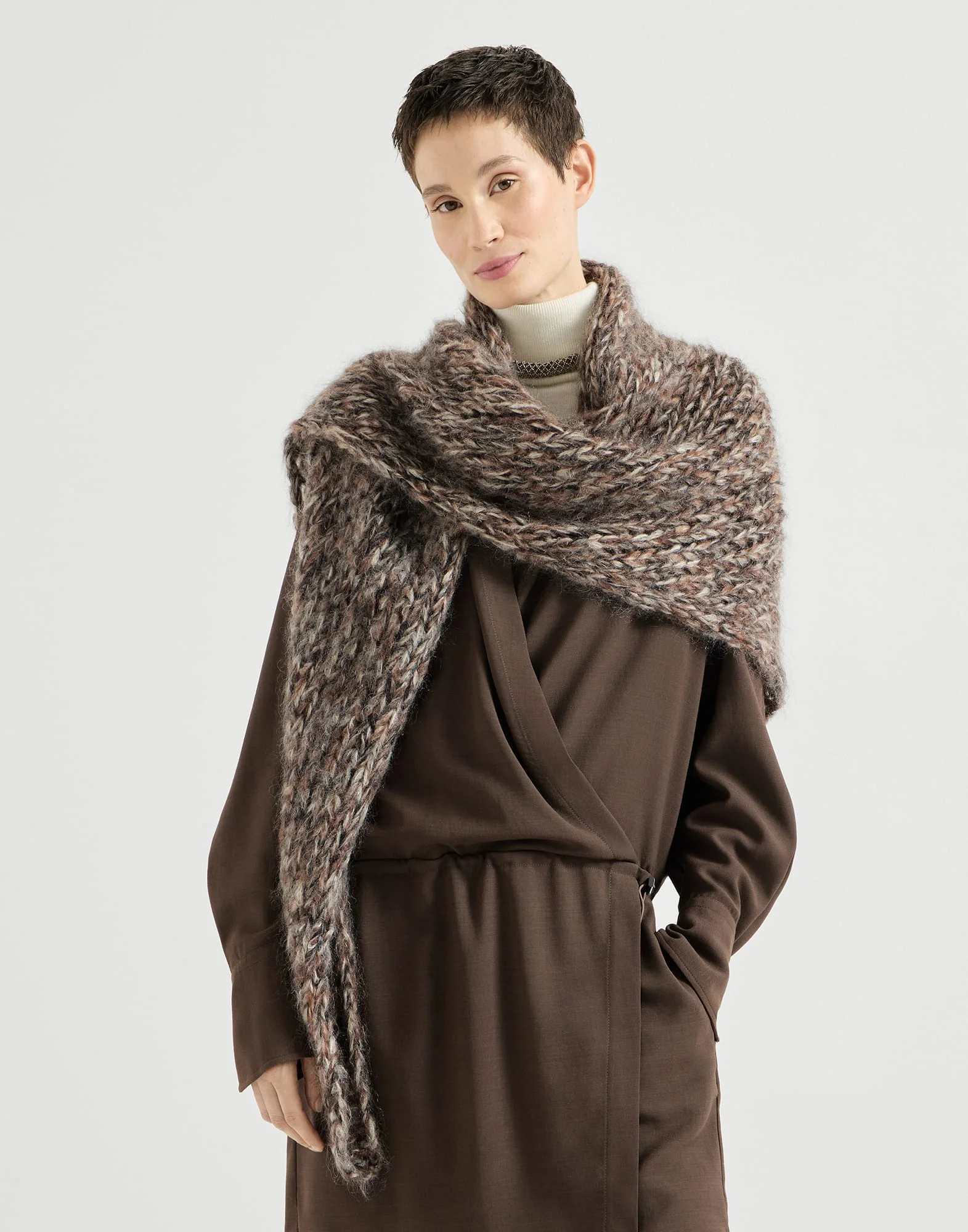 Mohair knit shawl - 1