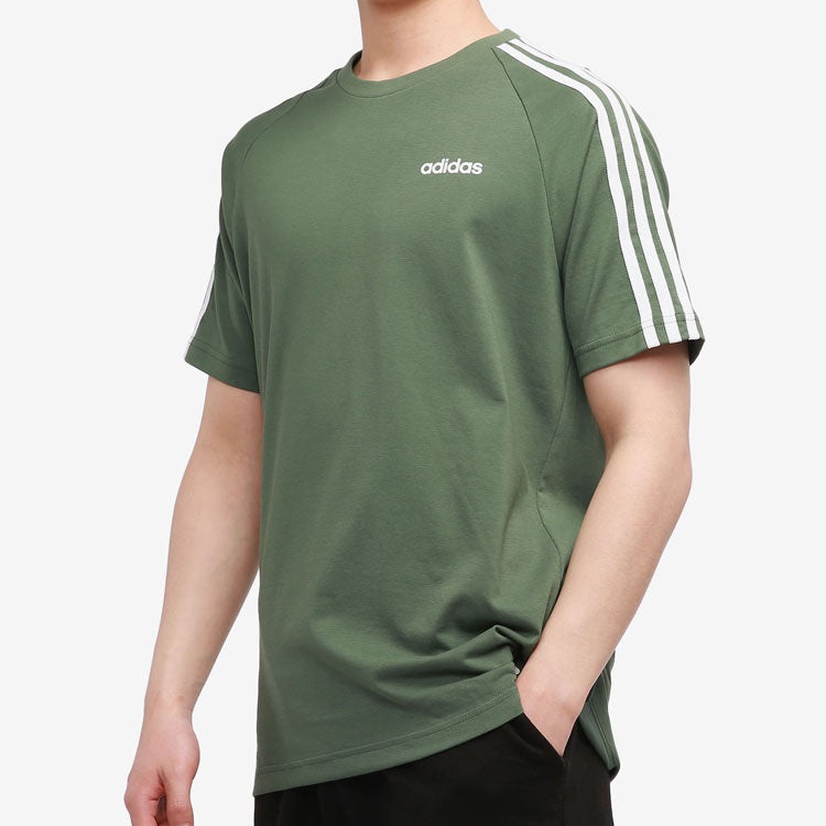 Men's adidas Round Neck Breathable Sports Short Sleeve Green T-Shirt GP4921 - 3