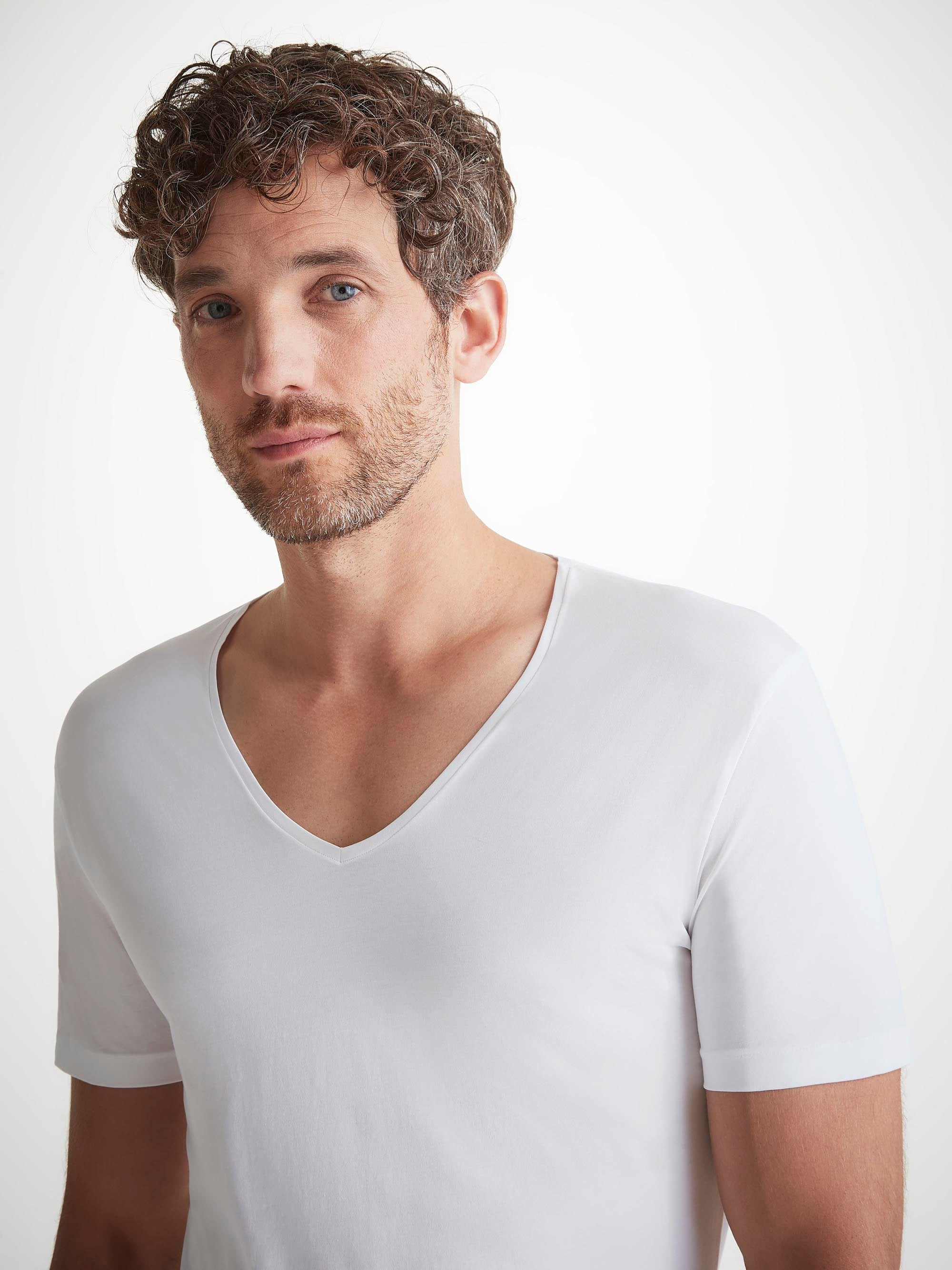 Men's Underwear V-Neck T-Shirt Jack Pima Cotton Stretch White - 3