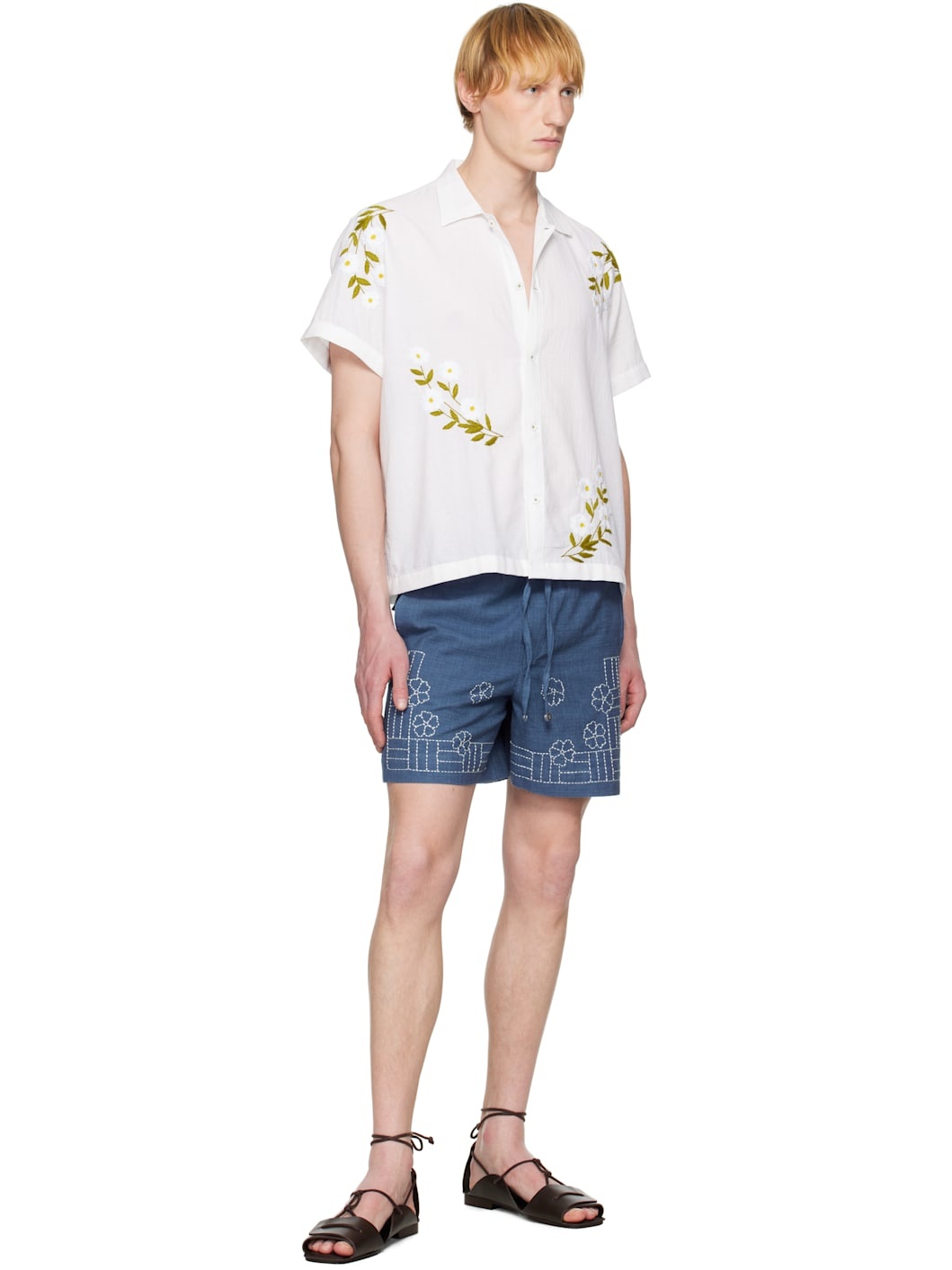 White Embroidered Daisy Shirt - 4