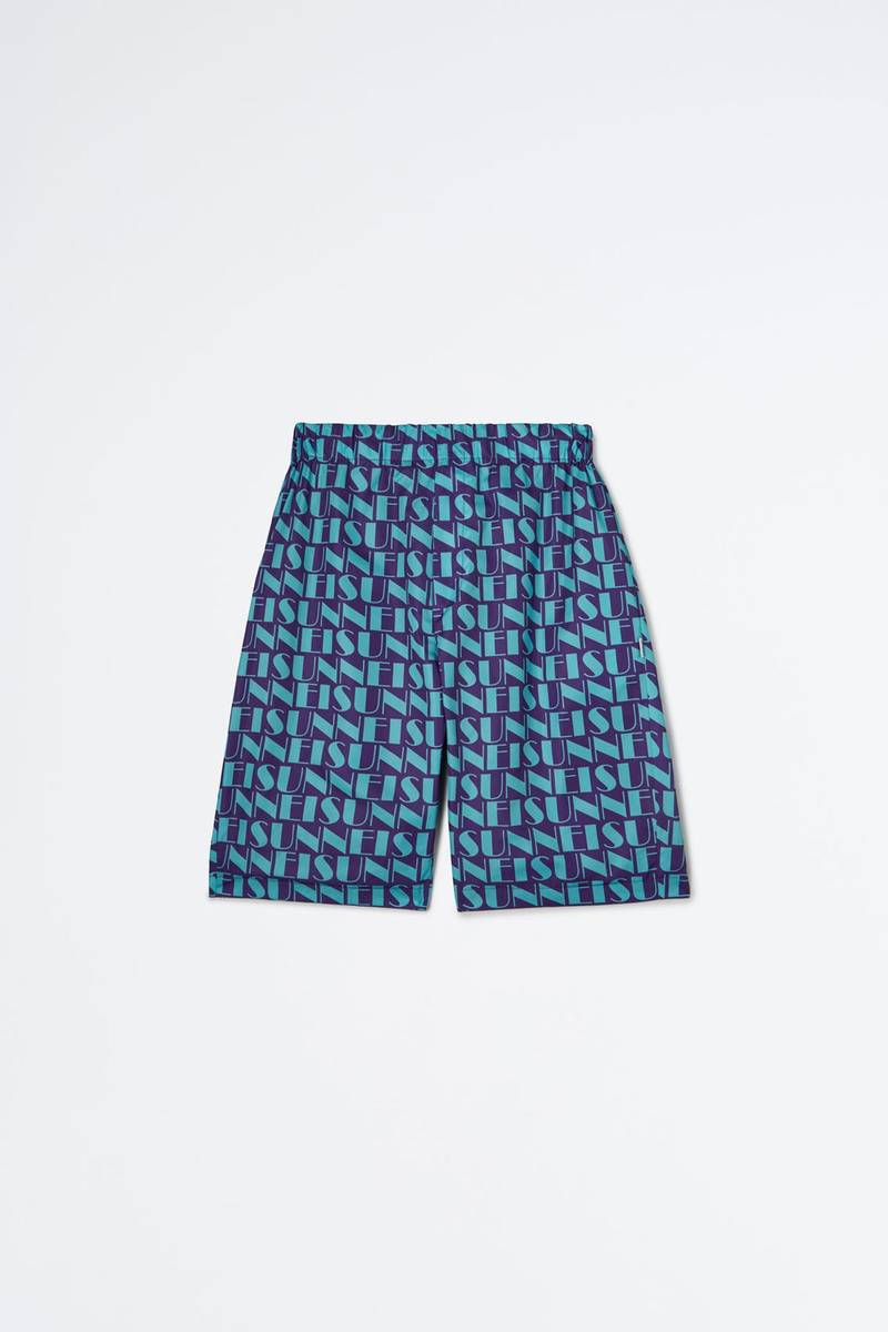 REVERSIBLE AZURE & PURPLE LOGO BERMUDA PANTS 1