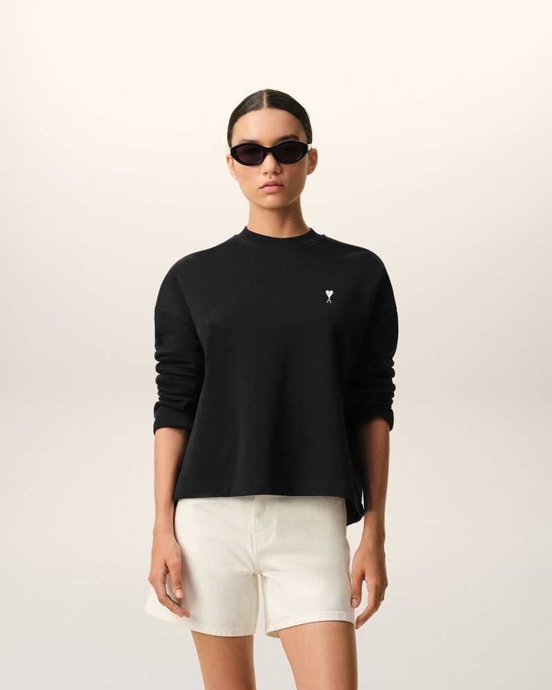 AMI Paris BLACK COTTON AMI DE COEUR CROPPED SWEATSHIRT outlook