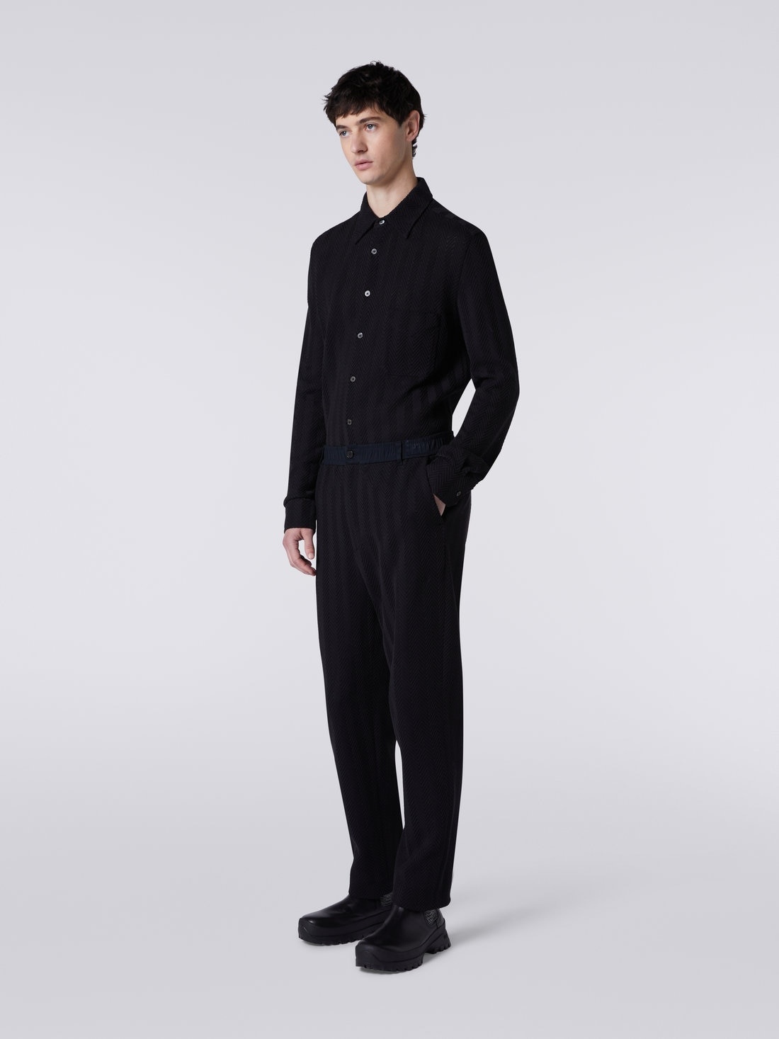 Classic cotton and viscose zigzag trousers - 3