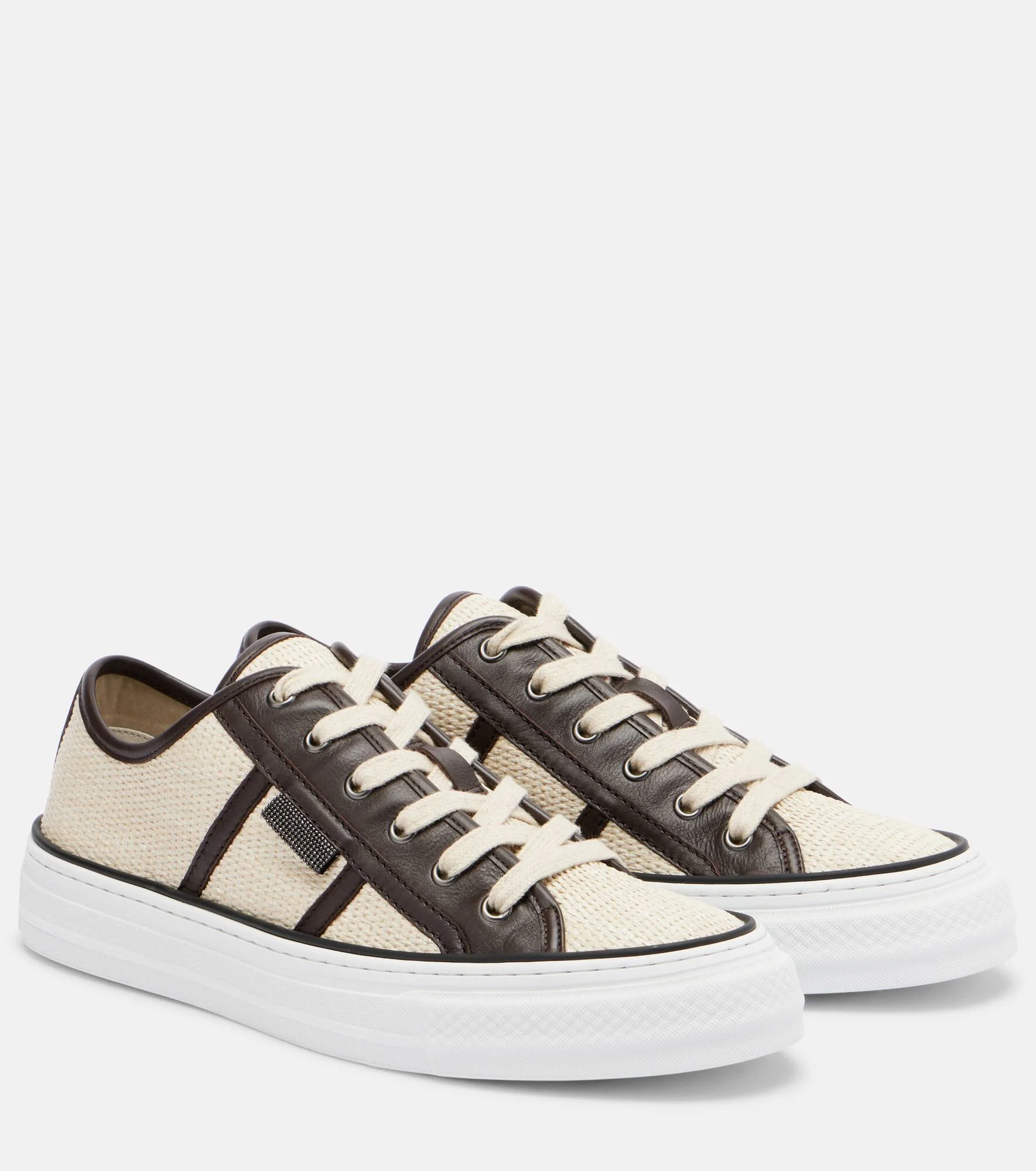 Classic leather-trimmed sneakers - 1
