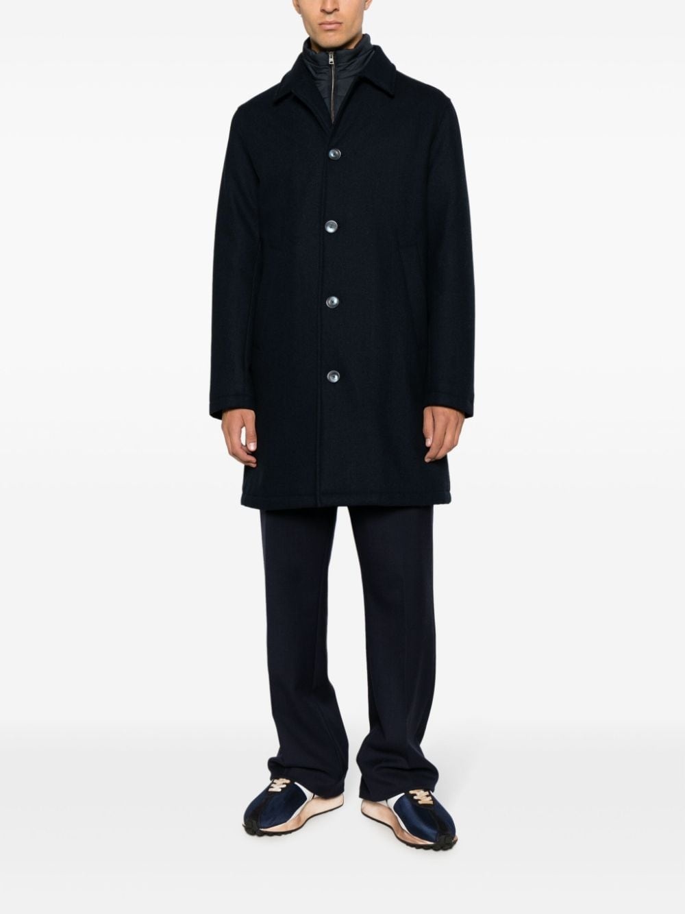 single-breasted layered coat - 2